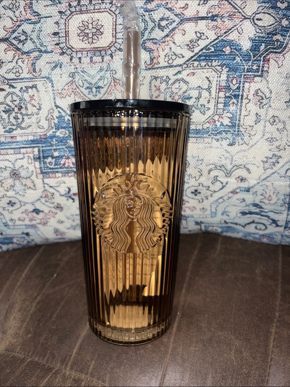 Starbucks Amber Ribbed Cold Cup with Lid